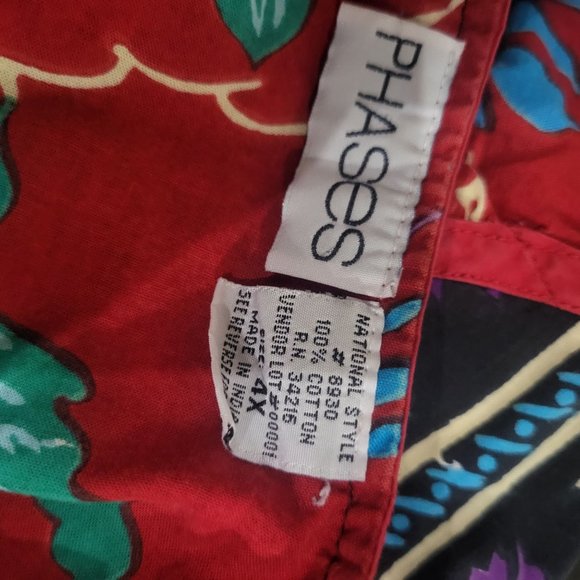 Phases Vintage Retro Women's Long Dress w/Pockets, Red Multicolored, 4X - Picture 7 of 10